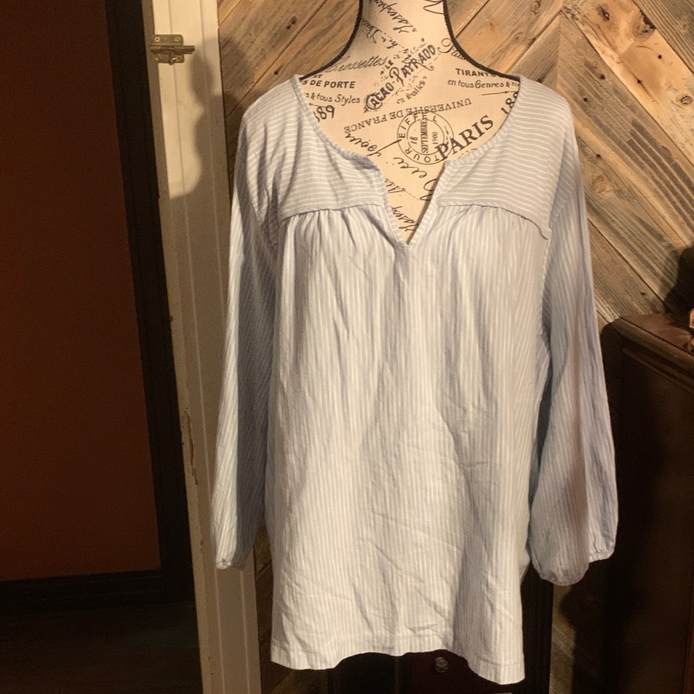 Lands' End Light Blue Striped Peasant Tunic